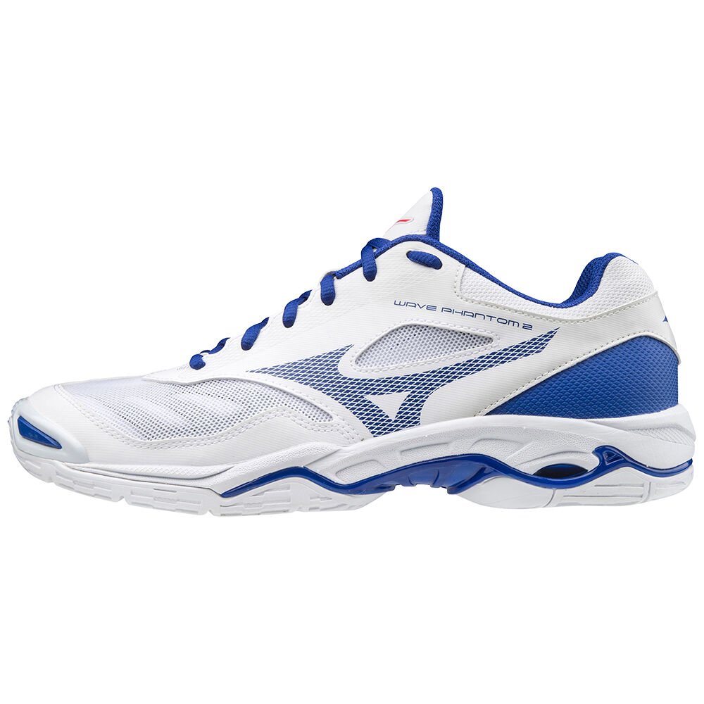 Women's Mizuno Handball Shoes White/Blue/Pink Wave Phantom 2 Shoes - X1GA206019